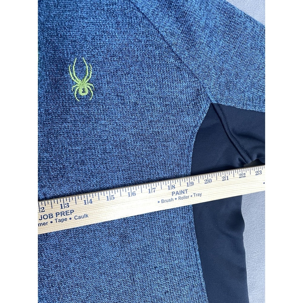 Spyder Jacket Mens Large Blue Marled Quarter Zip Pullover Fleece Sweater - Picture 11 of 11